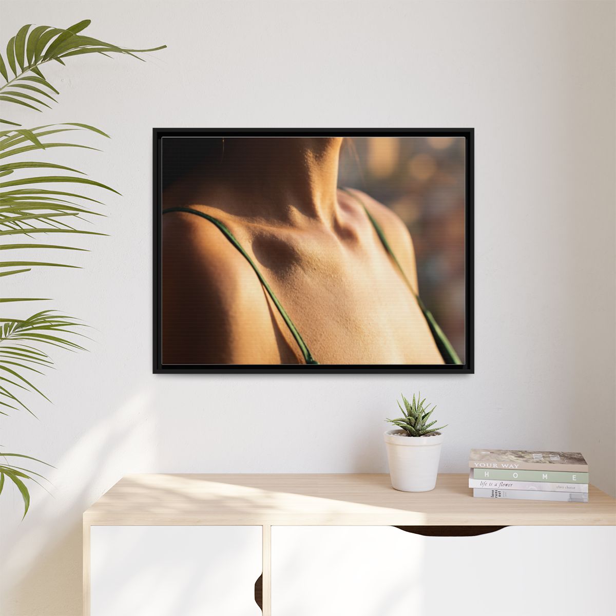 Golden Hour Matte Canvas - Framed Sunset Wall Art — Black /...