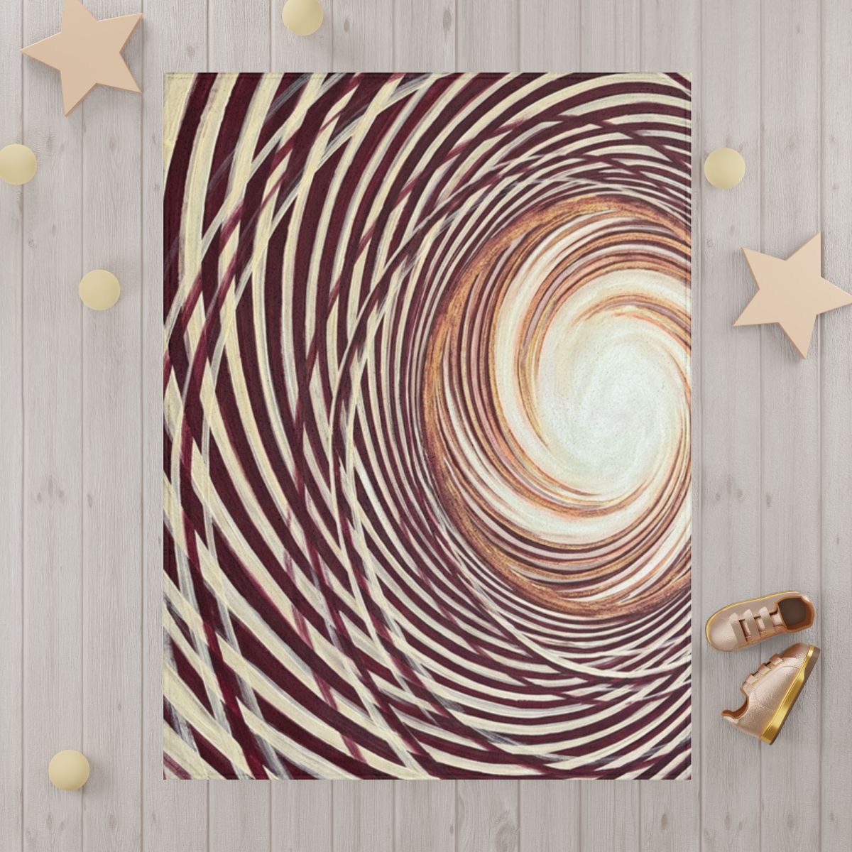 Burgundy Abstract Spiral Toddler Blanket