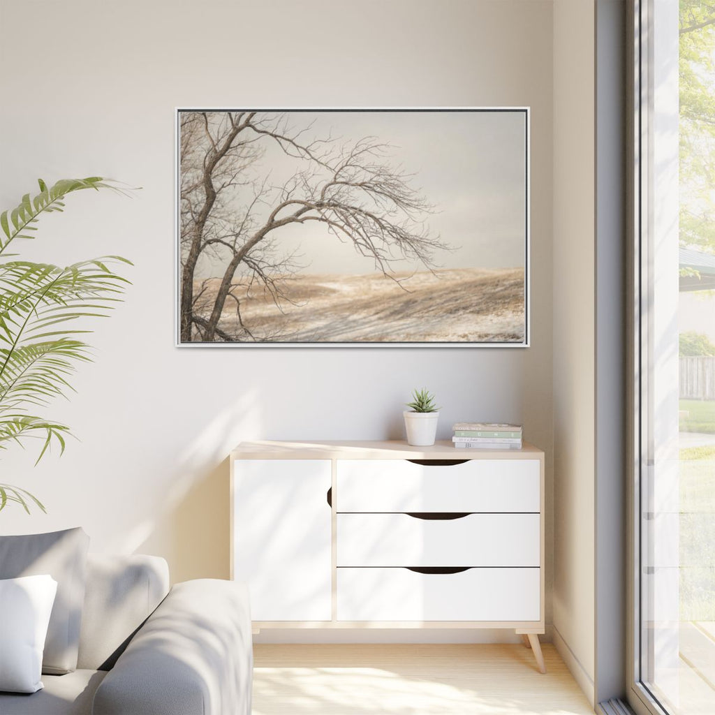 Matte Canvas, Framed - Winter Branch Solitude Landscape —......