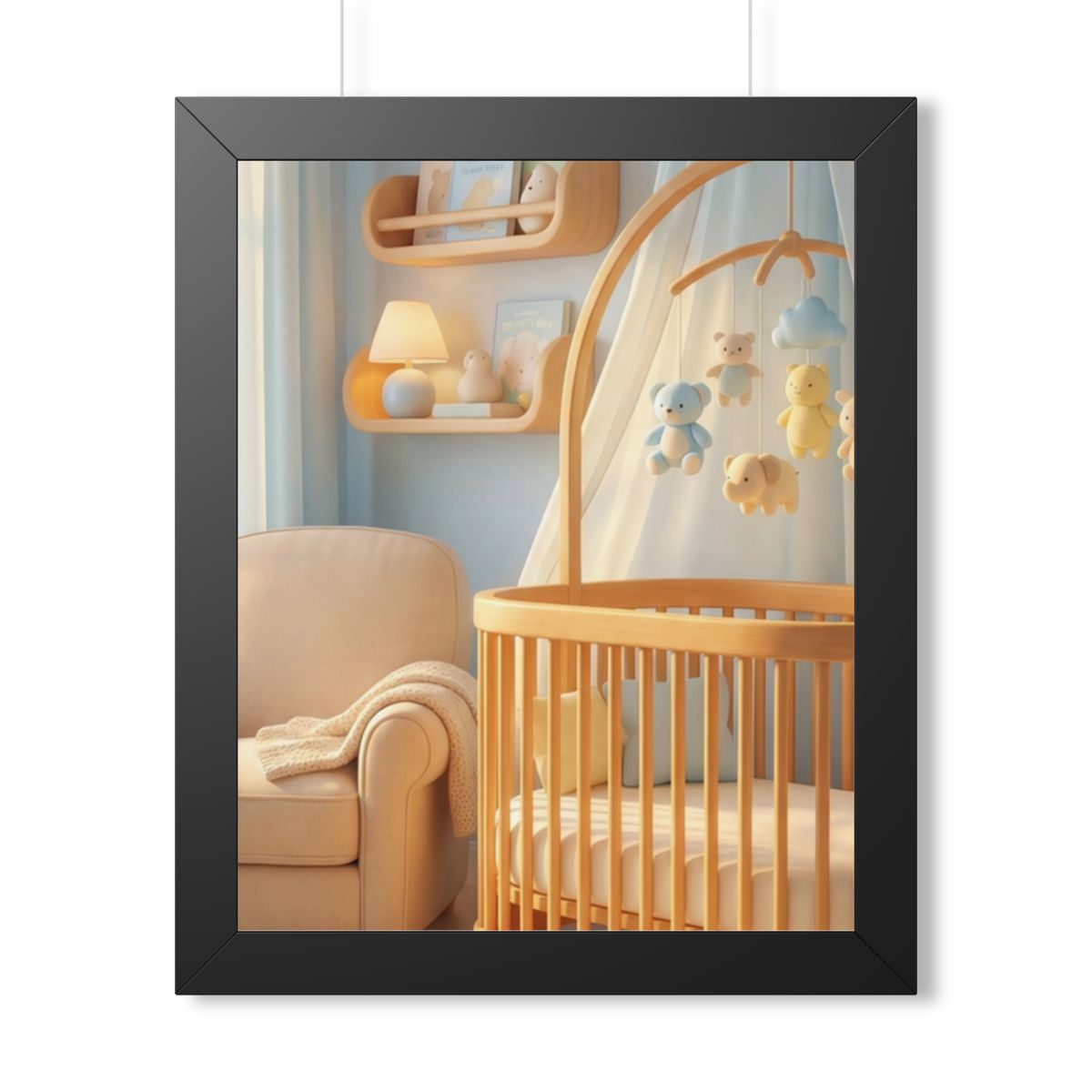 Framed Vertical Poster - Dreamy Serene Nursery Art — Black...