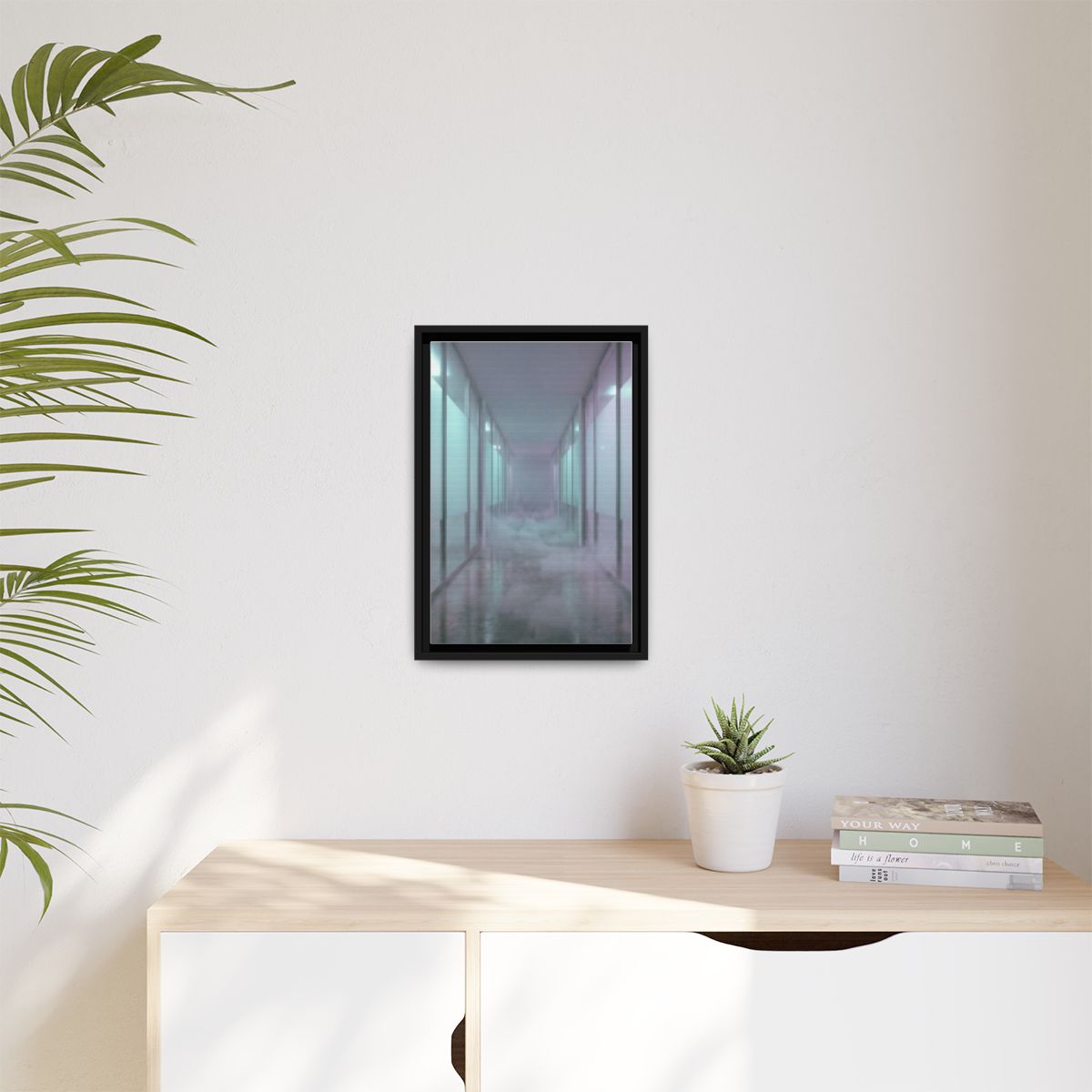 Matte Canvas, Framed - Liminal Corridor Fog Art Print —... |...