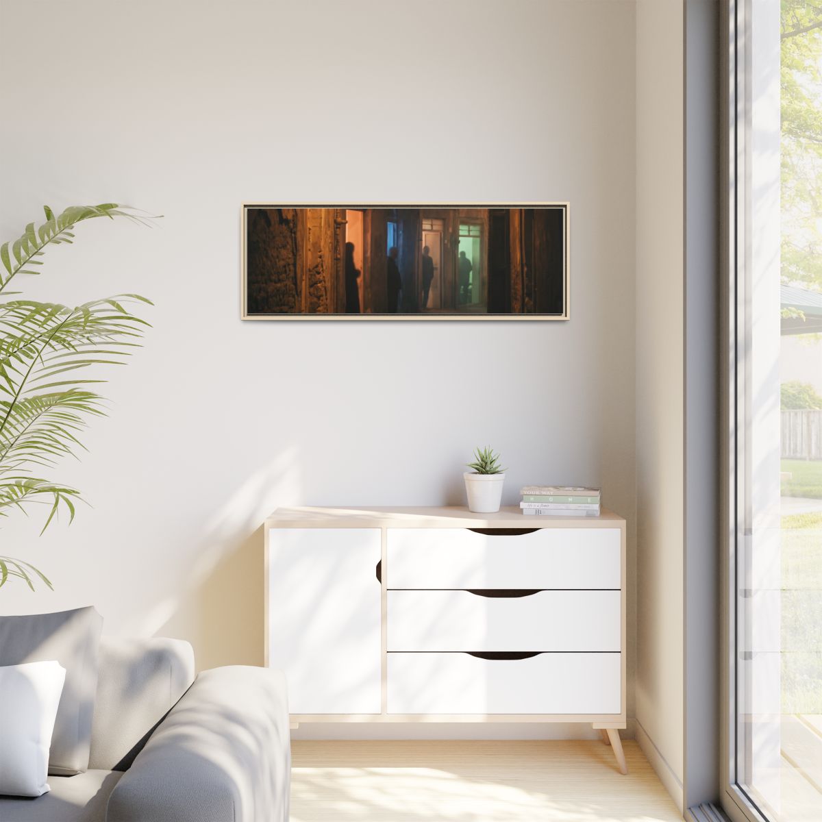 Matte Canvas, Framed - Shadowed Alleyway Mystery Art Print...
