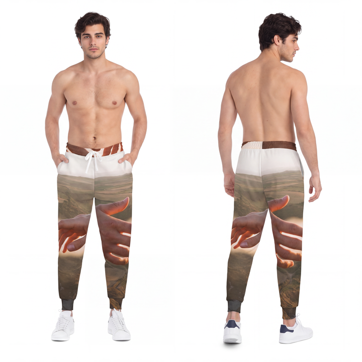 Men's Athletic Joggers - The Infinite Touch | Ethereal Coastal Art