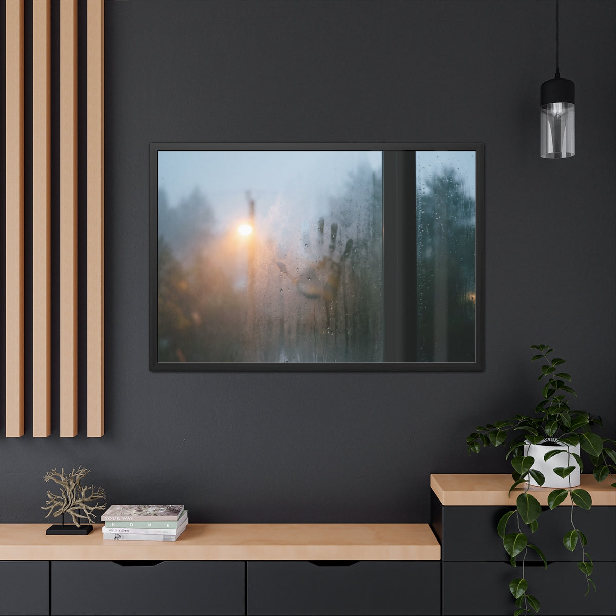 Framed Posters - Rainy Window Steamed Glass Mood Art (10×8...