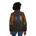 Women's Puffer Jacket - Shadowed Alleyway Mystery Art Print...