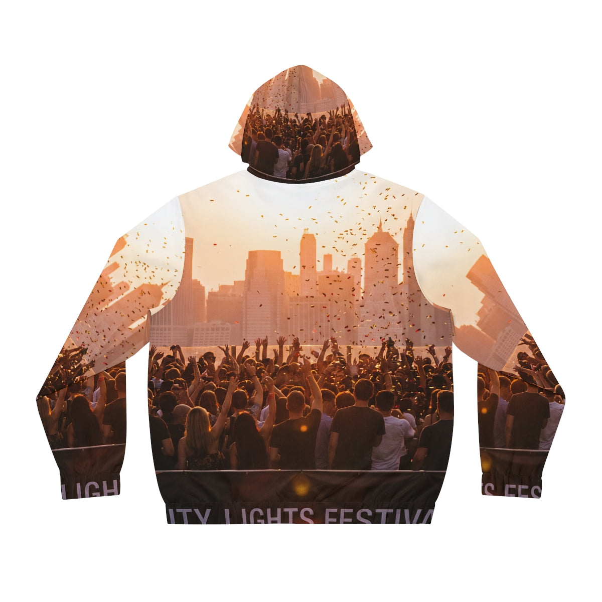 Men's Full-Zip Hoodie - City Lights | Echovira Gallery