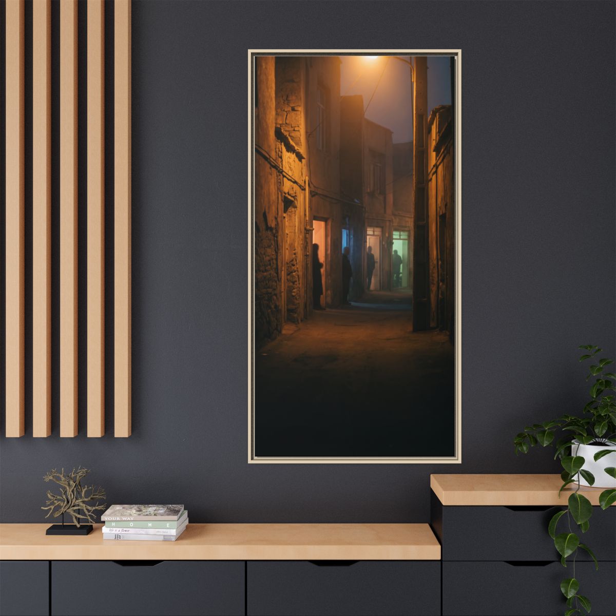 Matte Canvas, Framed - Shadowed Alleyway Mystery Art Print...