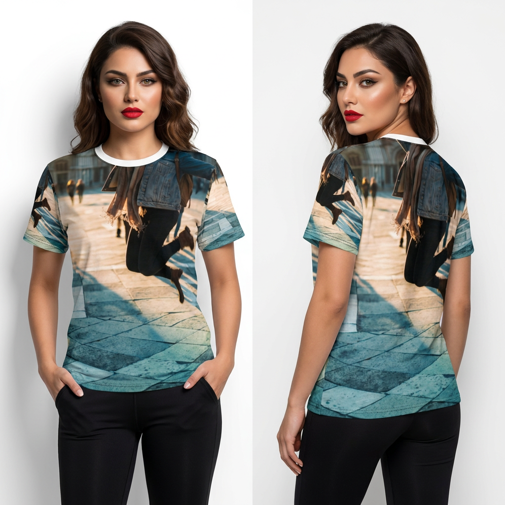Venice Travel Street Scene Unisex Cut & Sew Tee