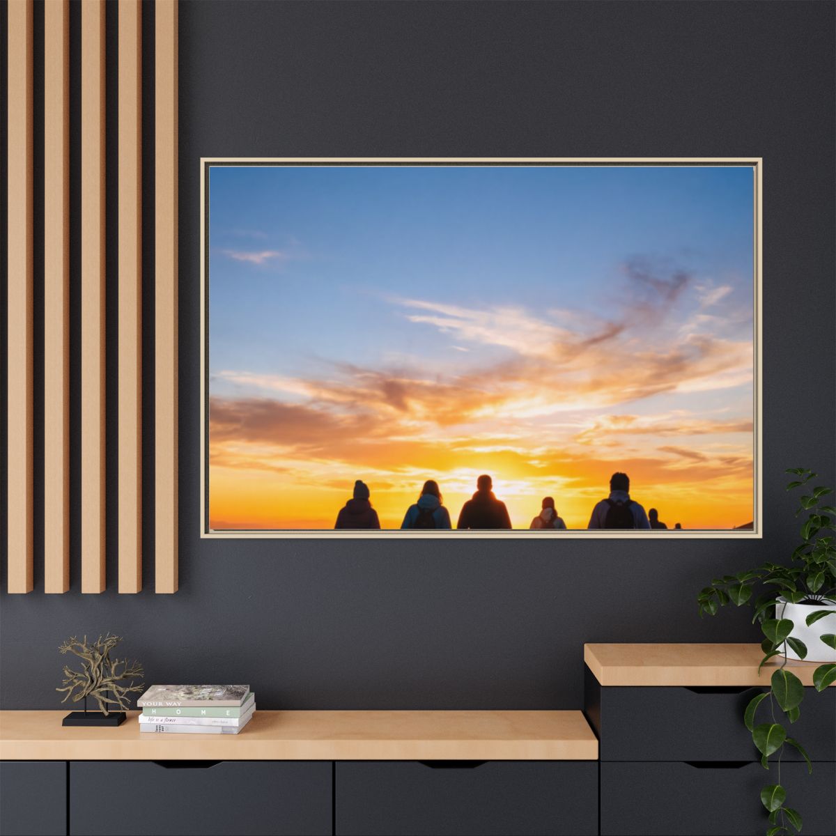 Framed Canvas - Sunset Silhouette — Natural / 1.25"