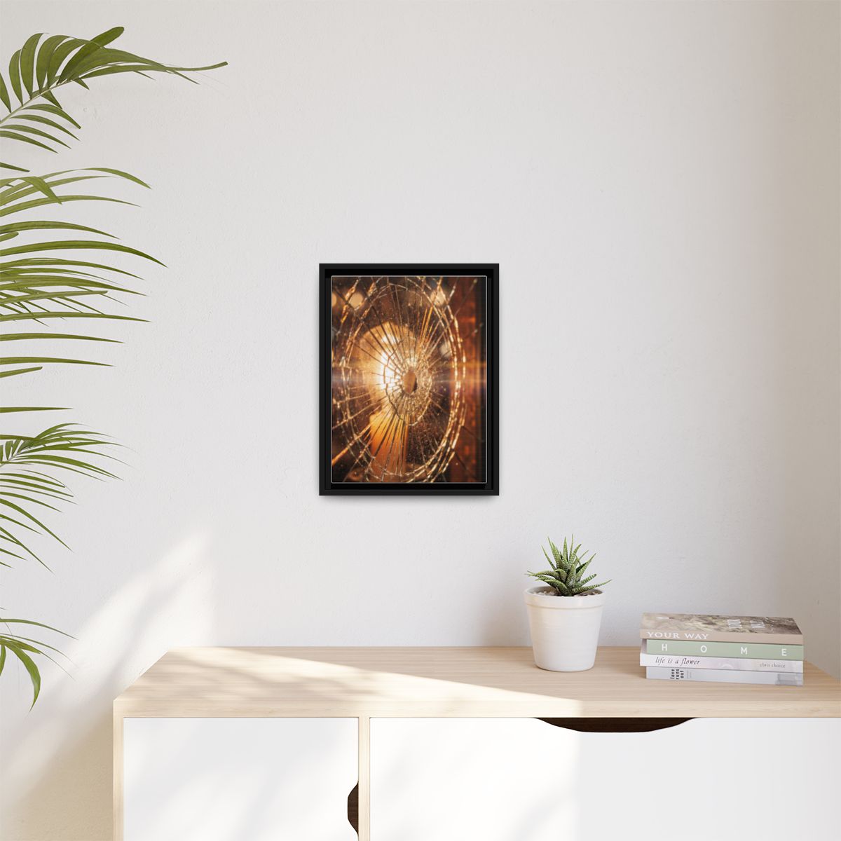 Matte Canvas, Framed - Golden Fractured Art — Black / 1.25"...