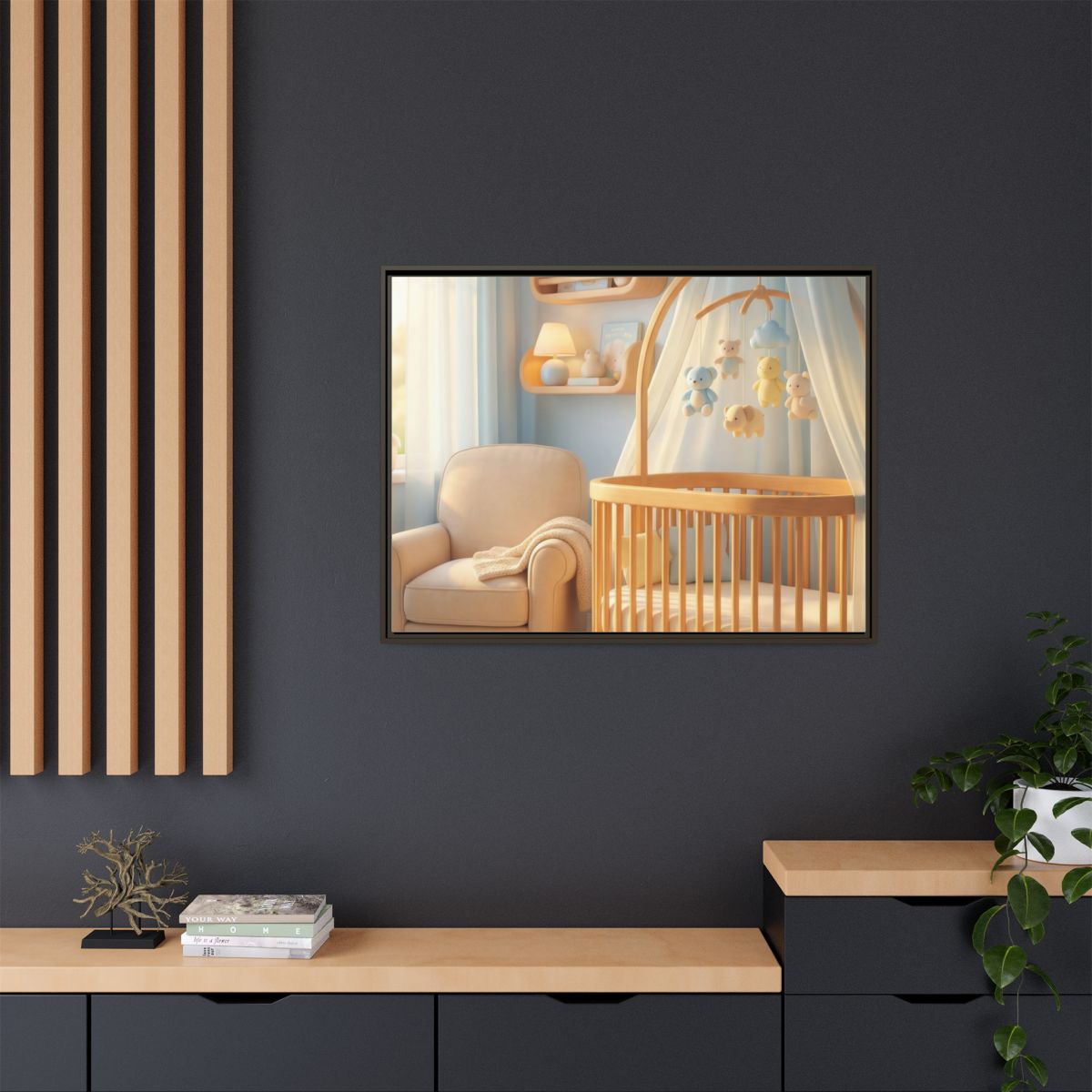 Matte Canvas, Framed - Dreamy Serene Nursery Art — Espresso...