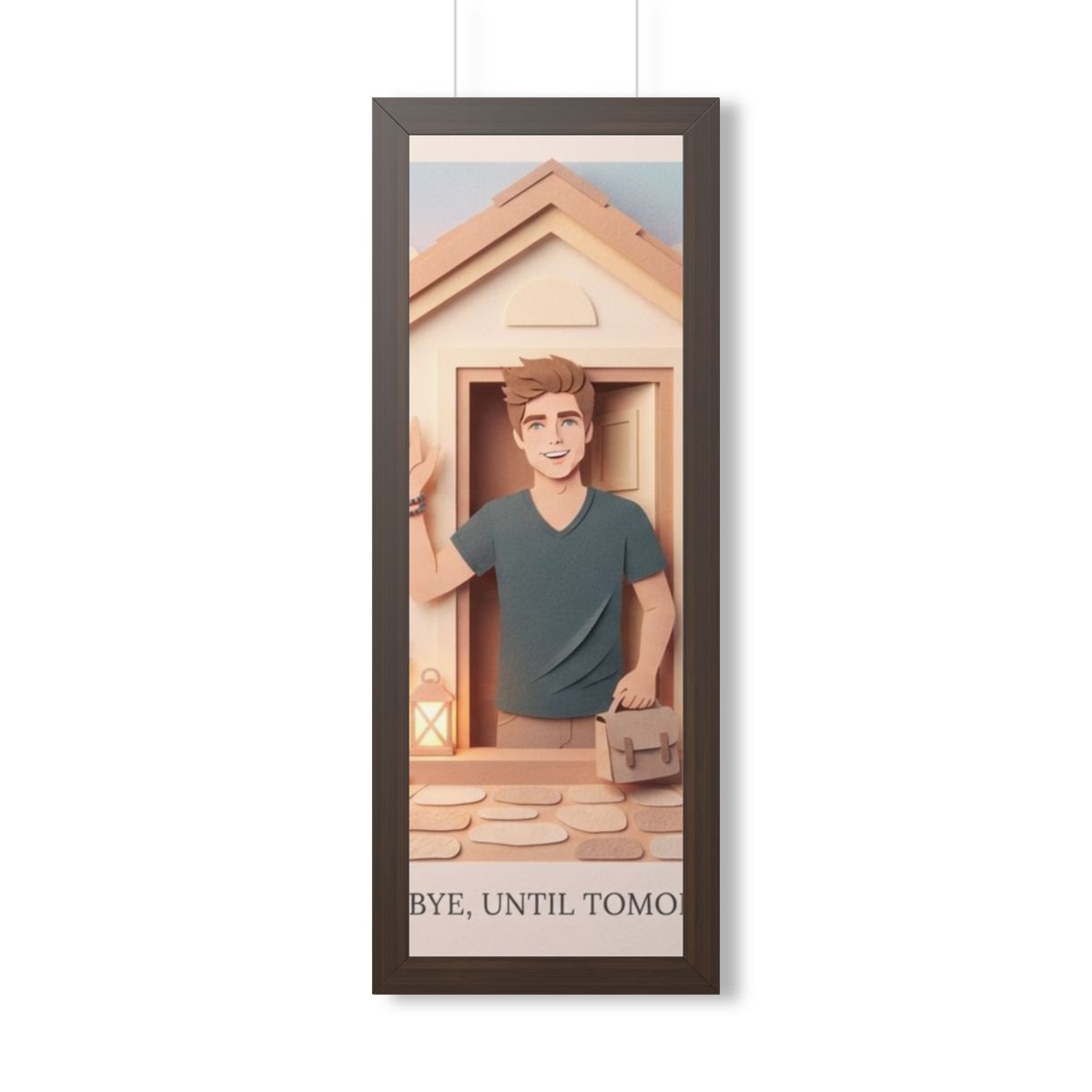 Framed Vertical Poster - Safe Journey Paper Cut Home Art —...