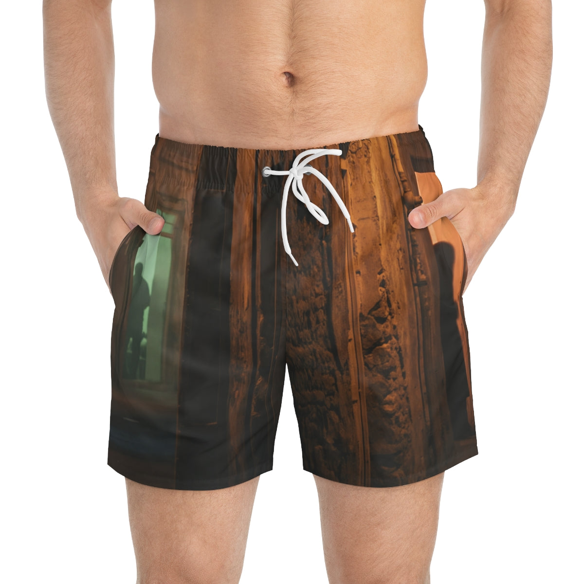Swim Trunks - Shadowed Alleyway Mystery Art Print | Echovira...