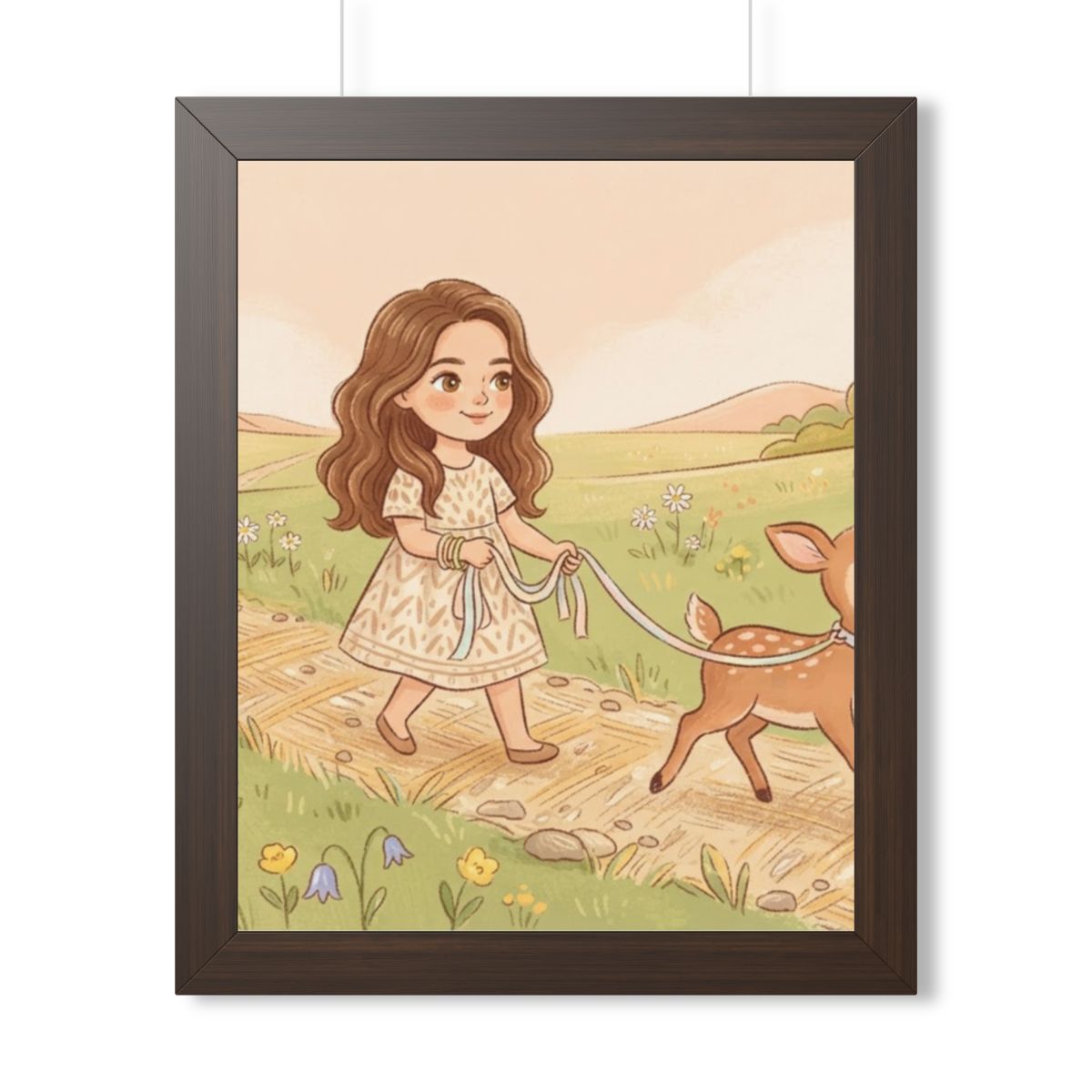 Framed Vertical Poster - Meadow Walk Fawn — Walnut (11×14......