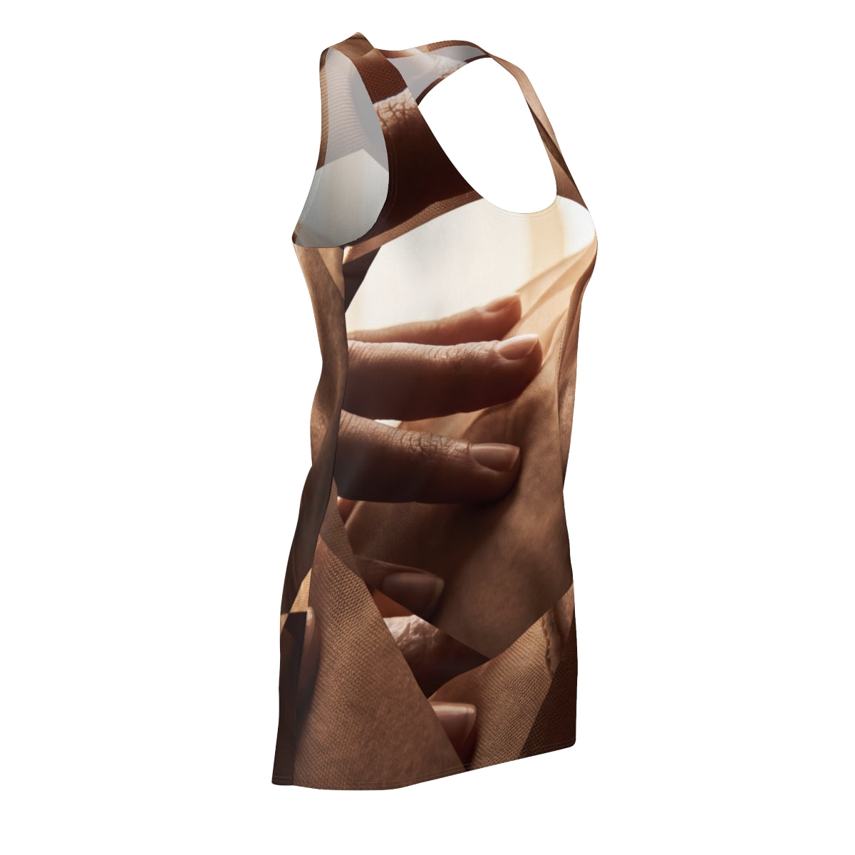 Racerback Dress with Neutral Geometric Art