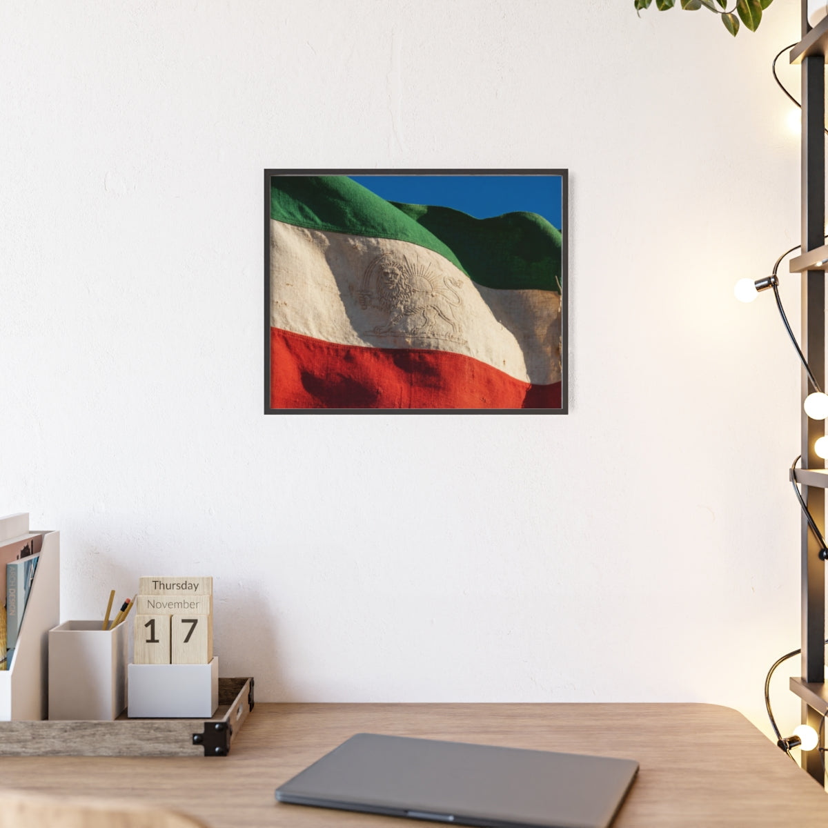 Wood Framed Poster - Vintage Flag — Landscape