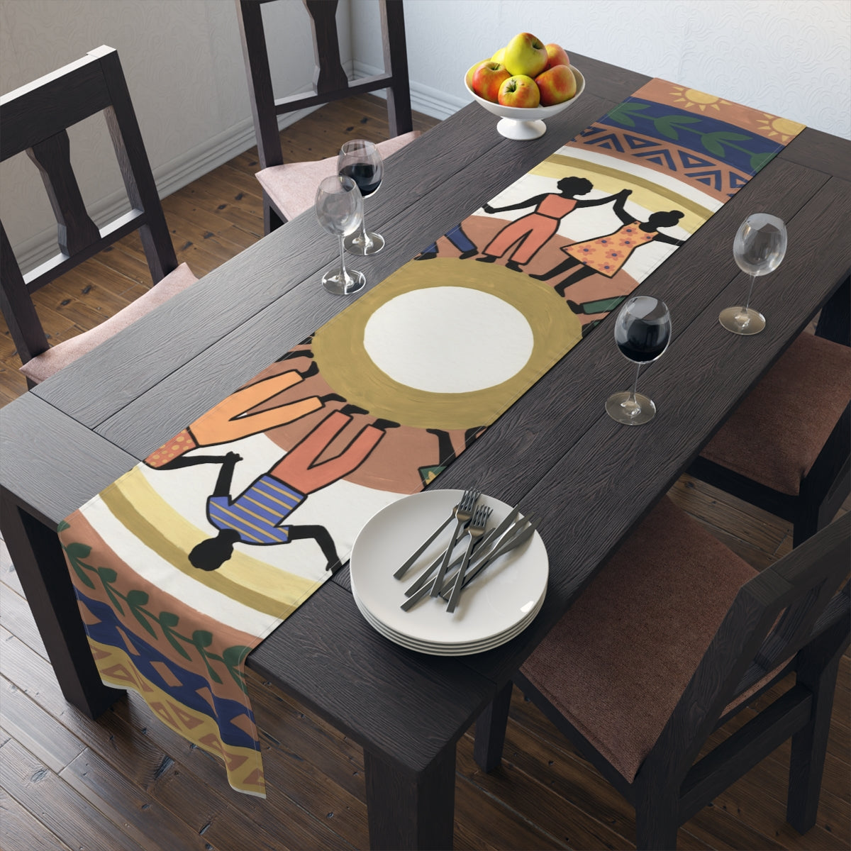 Table Runner - Unity Mandala Folk Art | Echovira Gallery