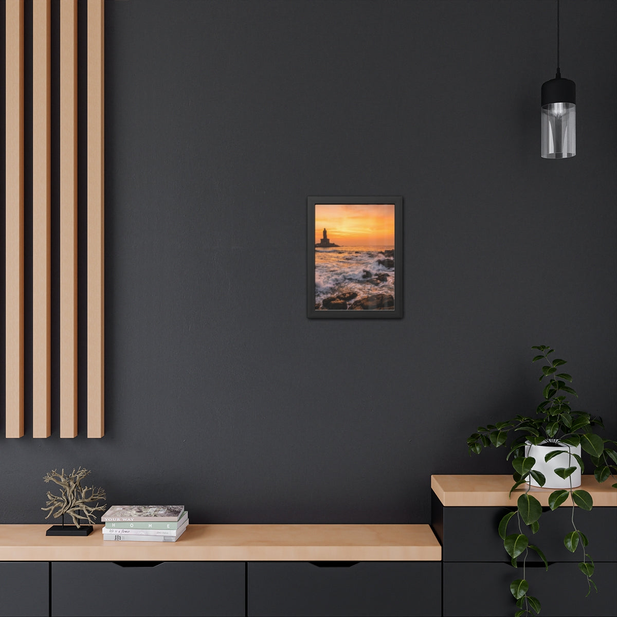 Framed Posters - Coastal Golden Glow — Portrait