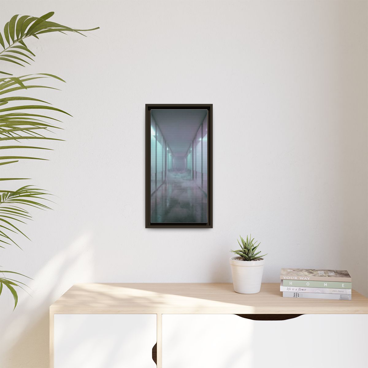 Matte Canvas, Framed - Liminal Corridor Fog Art Print —... |...