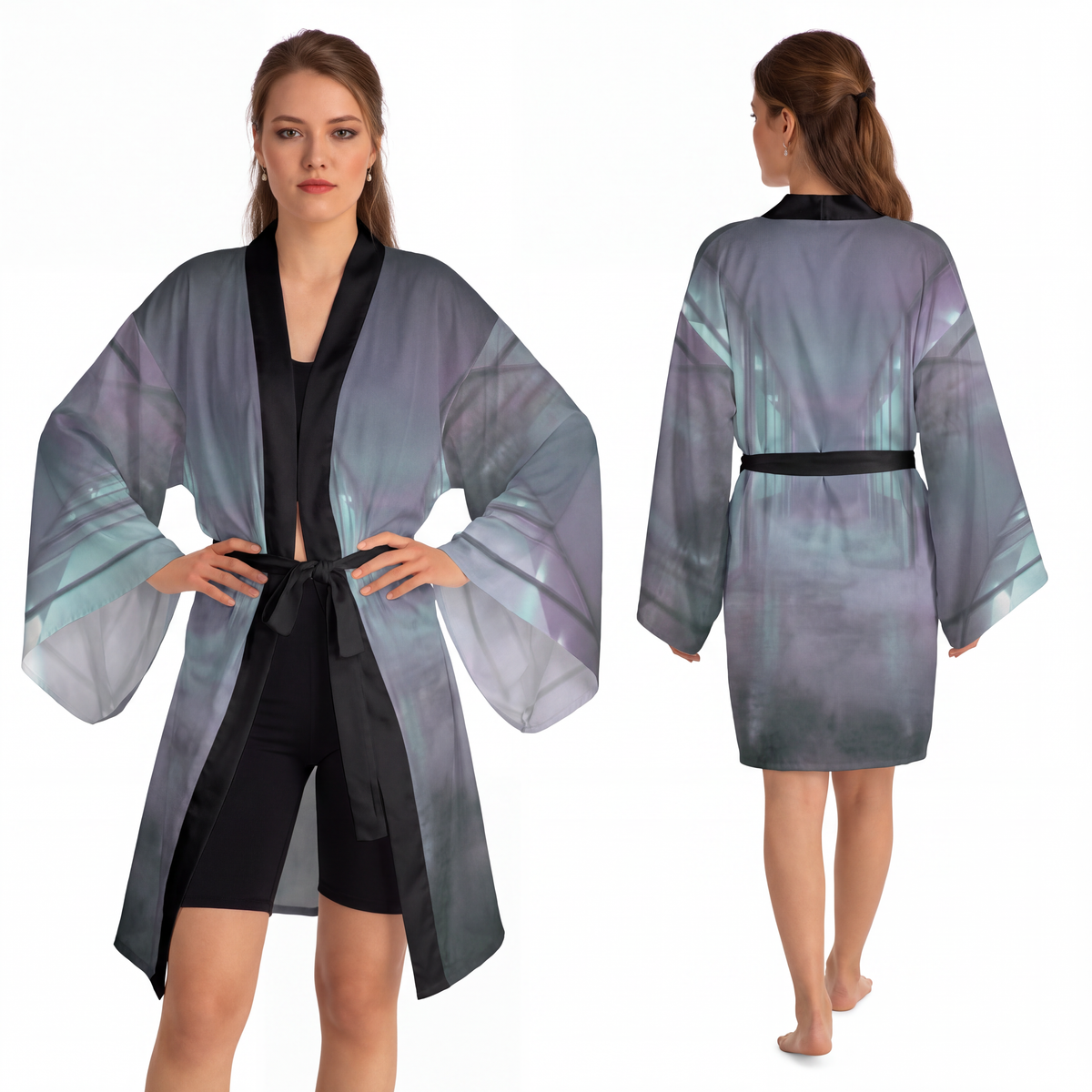 Long Sleeve Kimono Robe - Liminal Corridor Fog Art Print |...