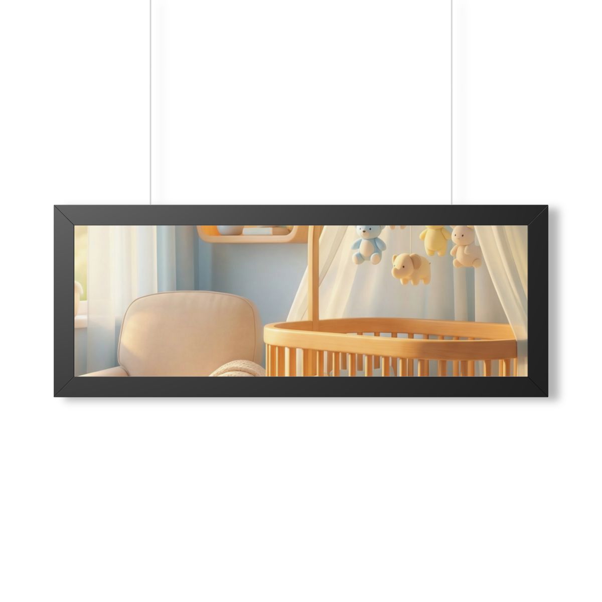 Framed Horizontal Poster - Dreamy Serene Nursery Art — Black...