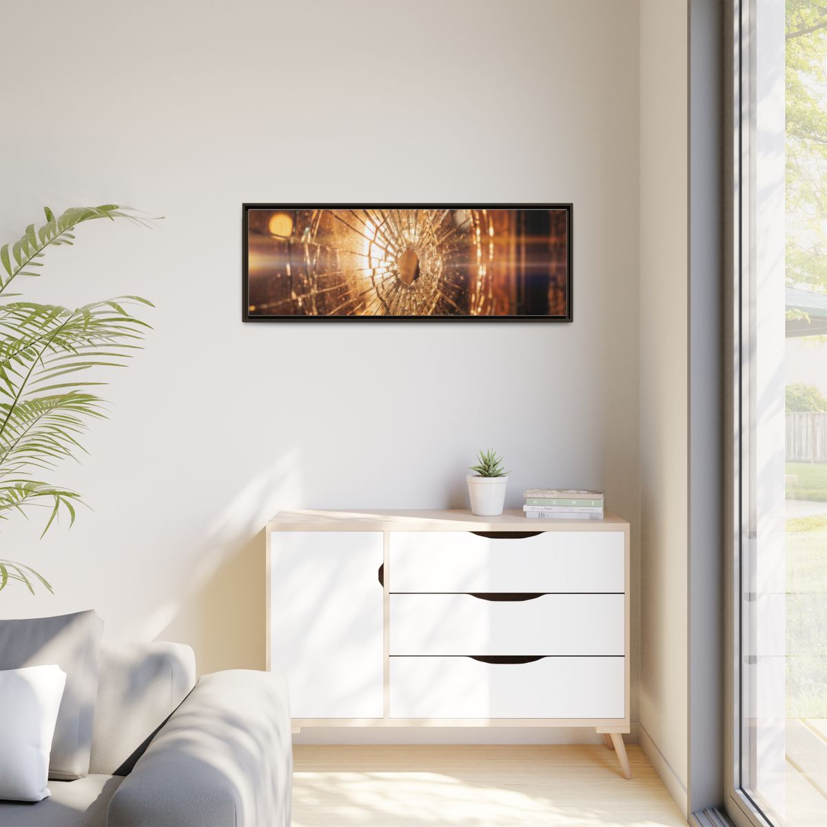 Matte Canvas, Framed - Golden Fractured Art — Espresso /......