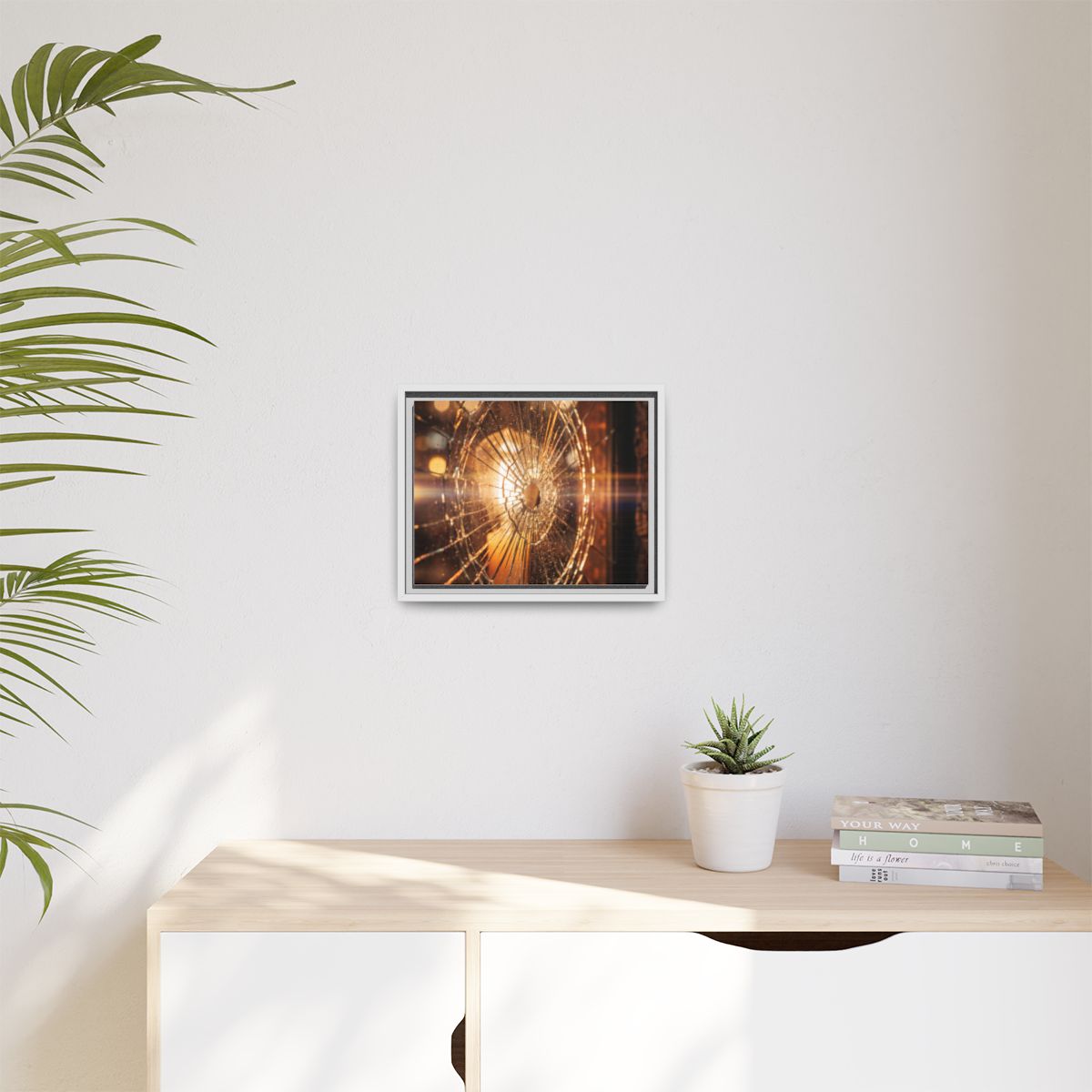 Matte Canvas, Framed - Golden Fractured Art — White / 1.25"...