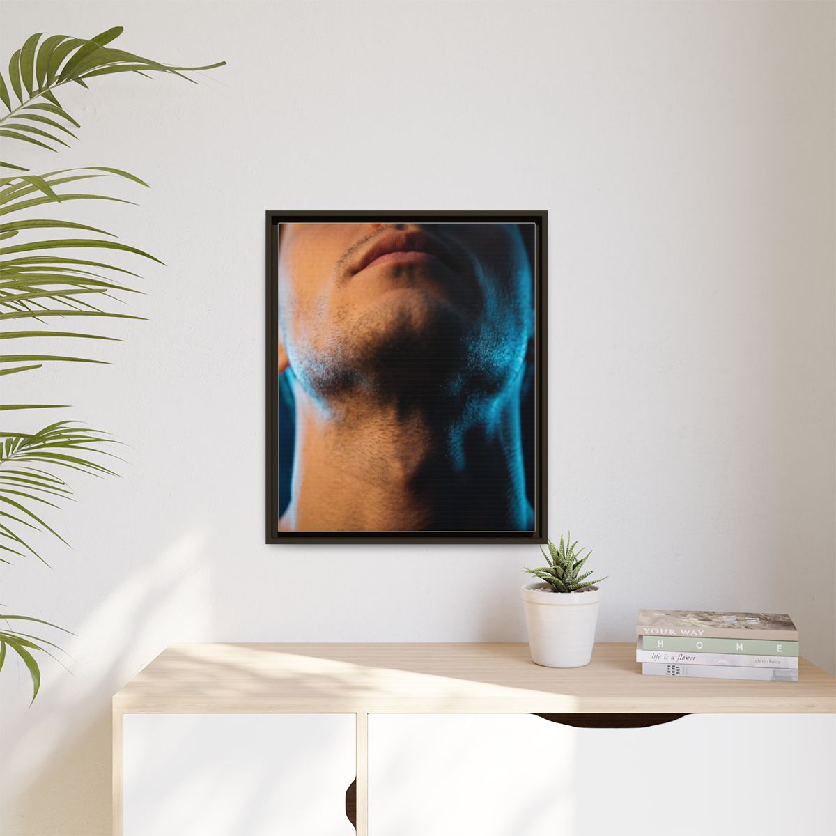 Matte Canvas, Framed - Neon Shadows Cinematic Portrait Art...