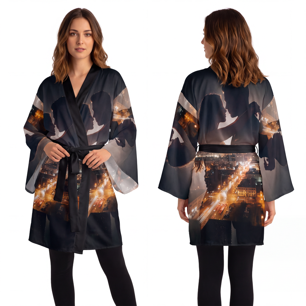 Kimono Robe - Midnight Metropolitan Romance | Echovira...