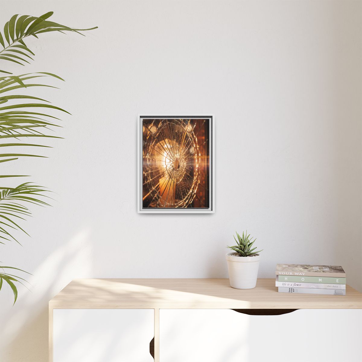 Matte Canvas, Framed - Golden Fractured Art — White / 1.25"...