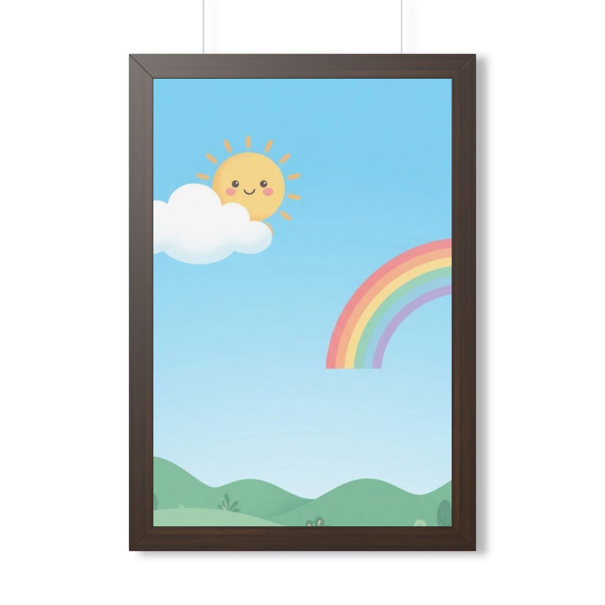 Framed Vertical Poster - Sunlit Meadow View — Walnut (11×14...