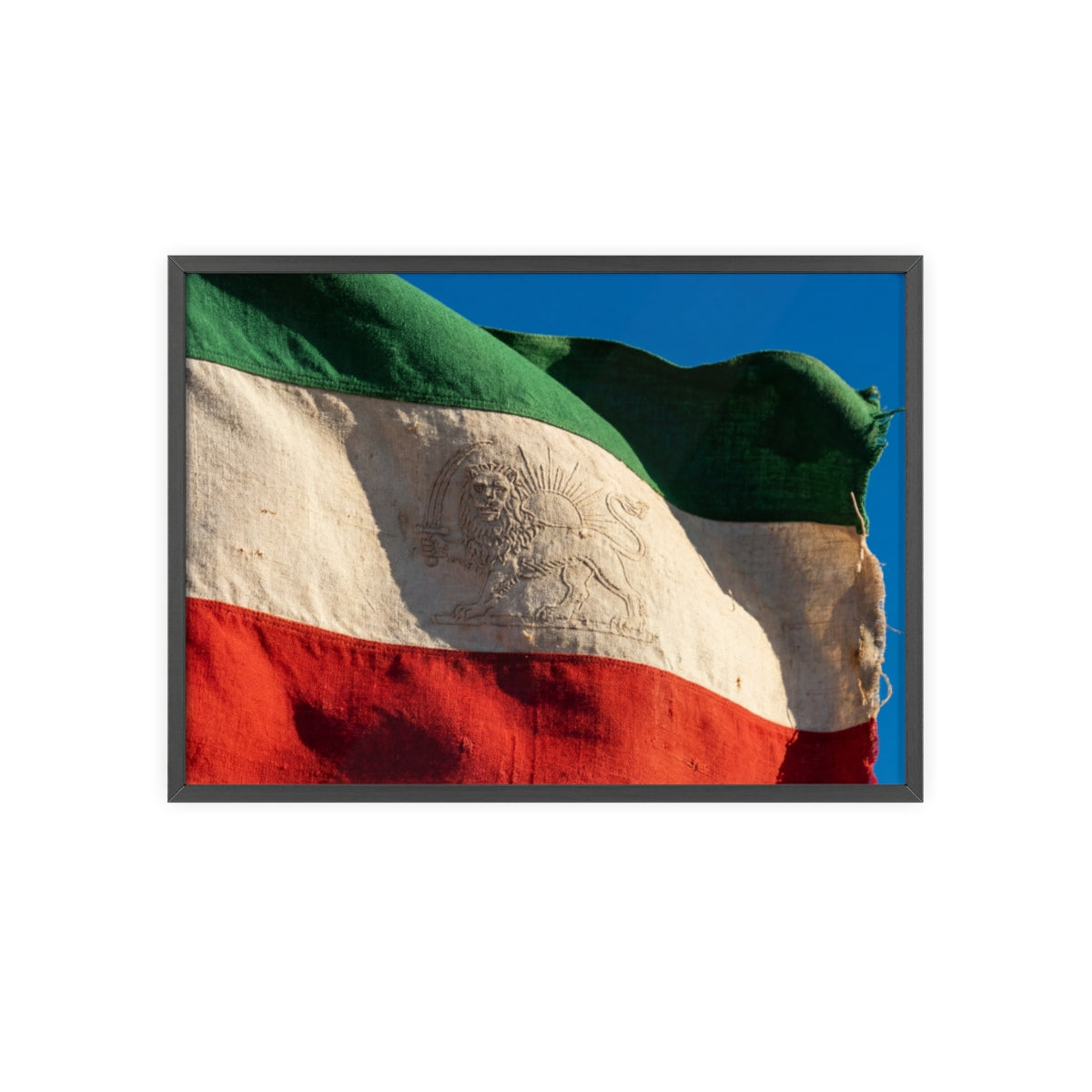 Wood Framed Poster - Vintage Flag — Landscape