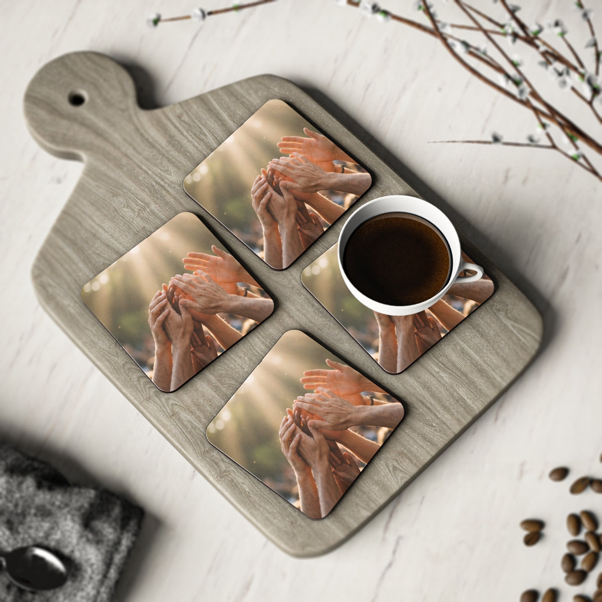 Coasters - Golden Rays of Unity Wall Art (1 & 4 pcs) |...