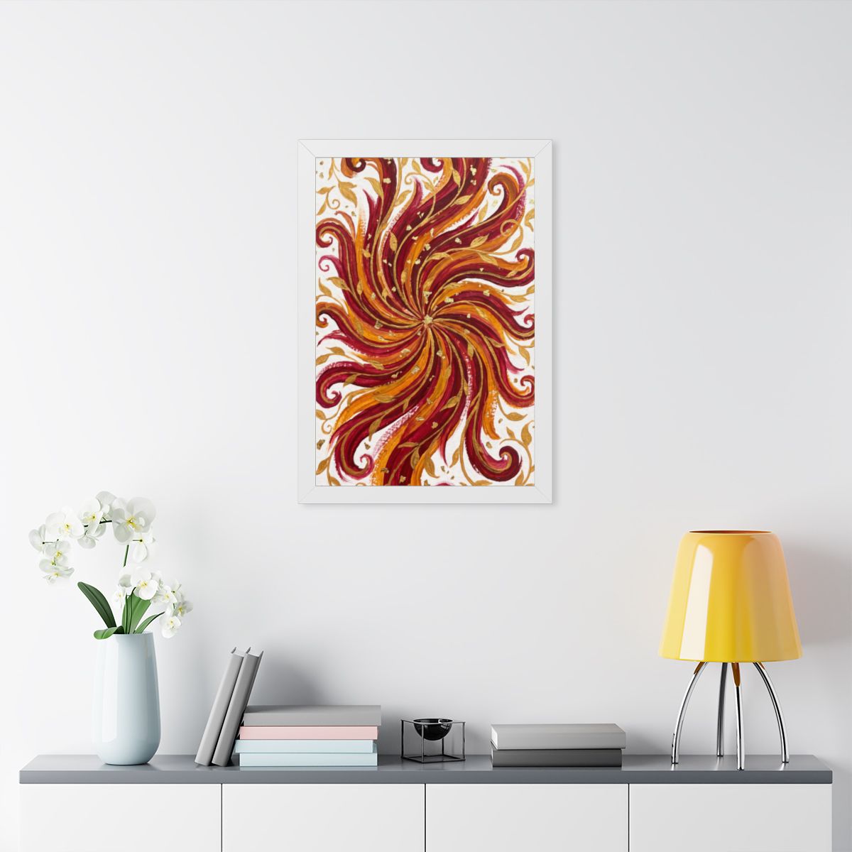Framed Vertical Poster - Gilded Solstice Art — White (11×14...