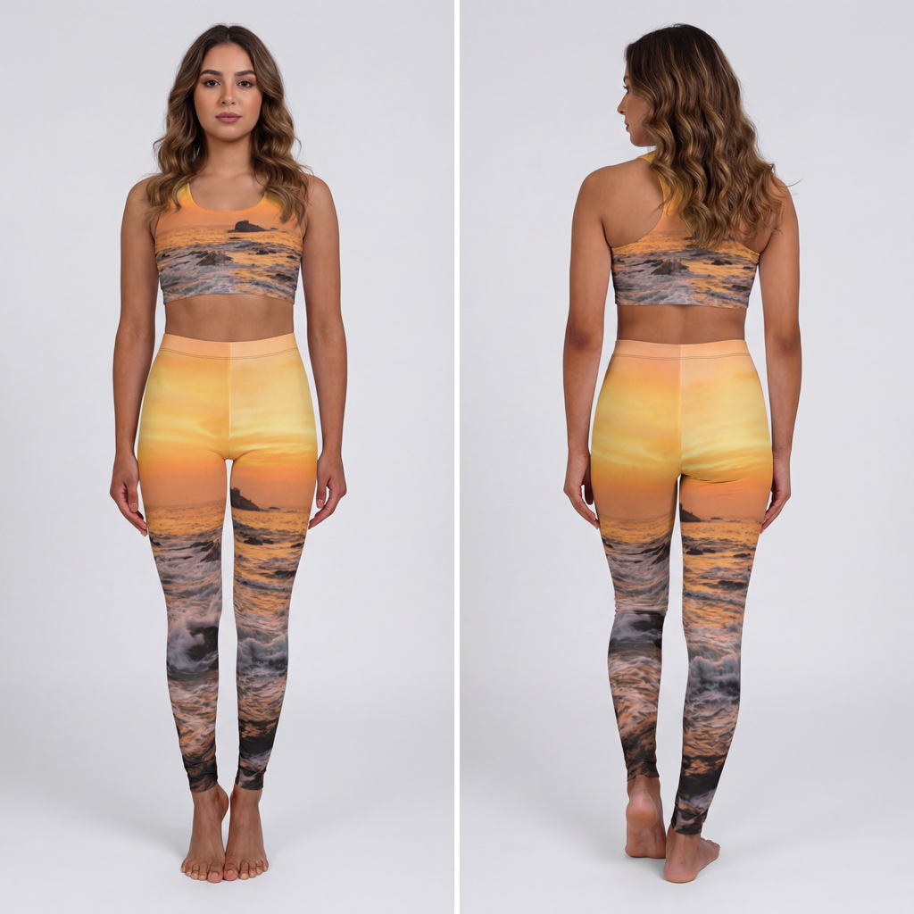 Spandex Leggings - Golden Hour Tides