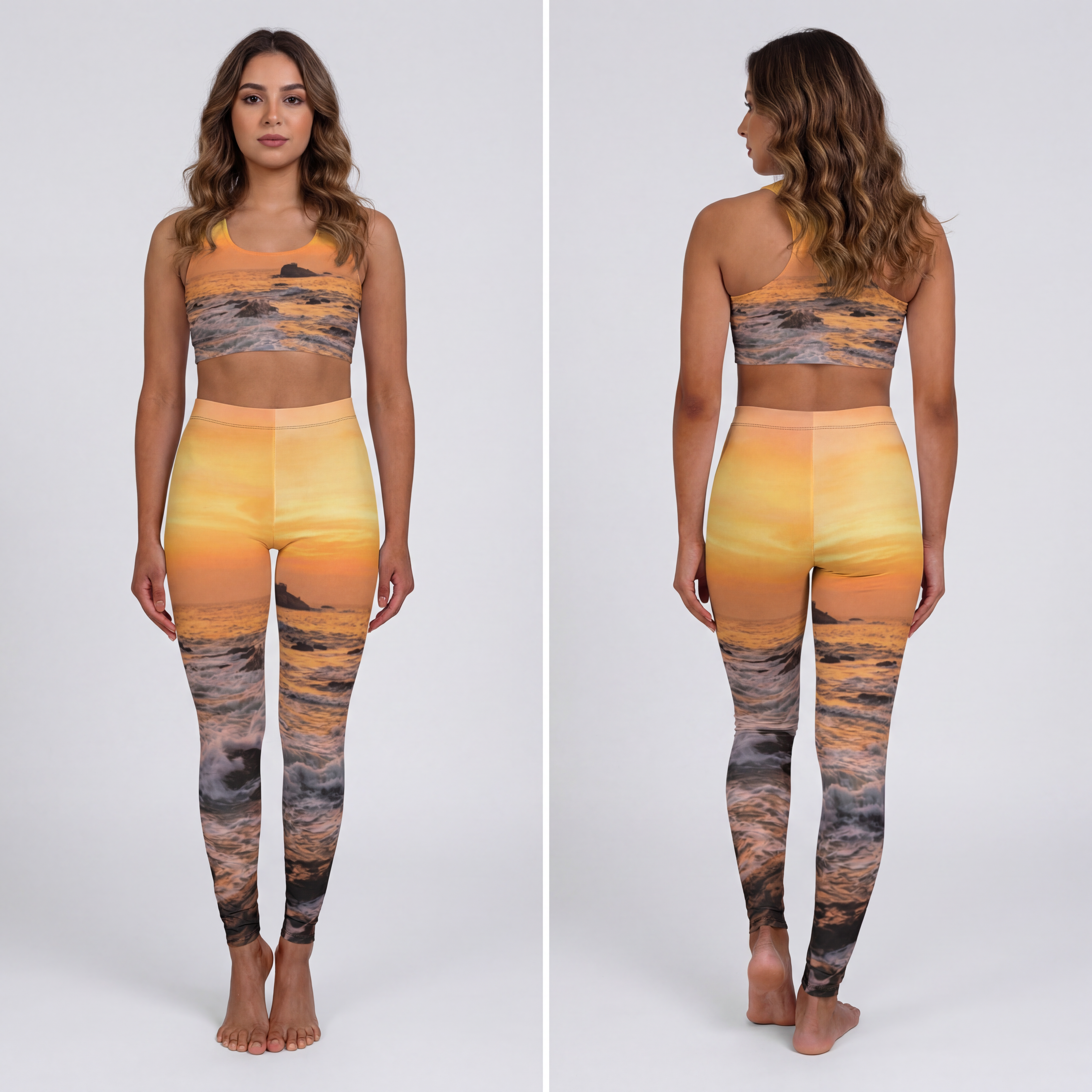 Spandex Leggings - Golden Hour Tides