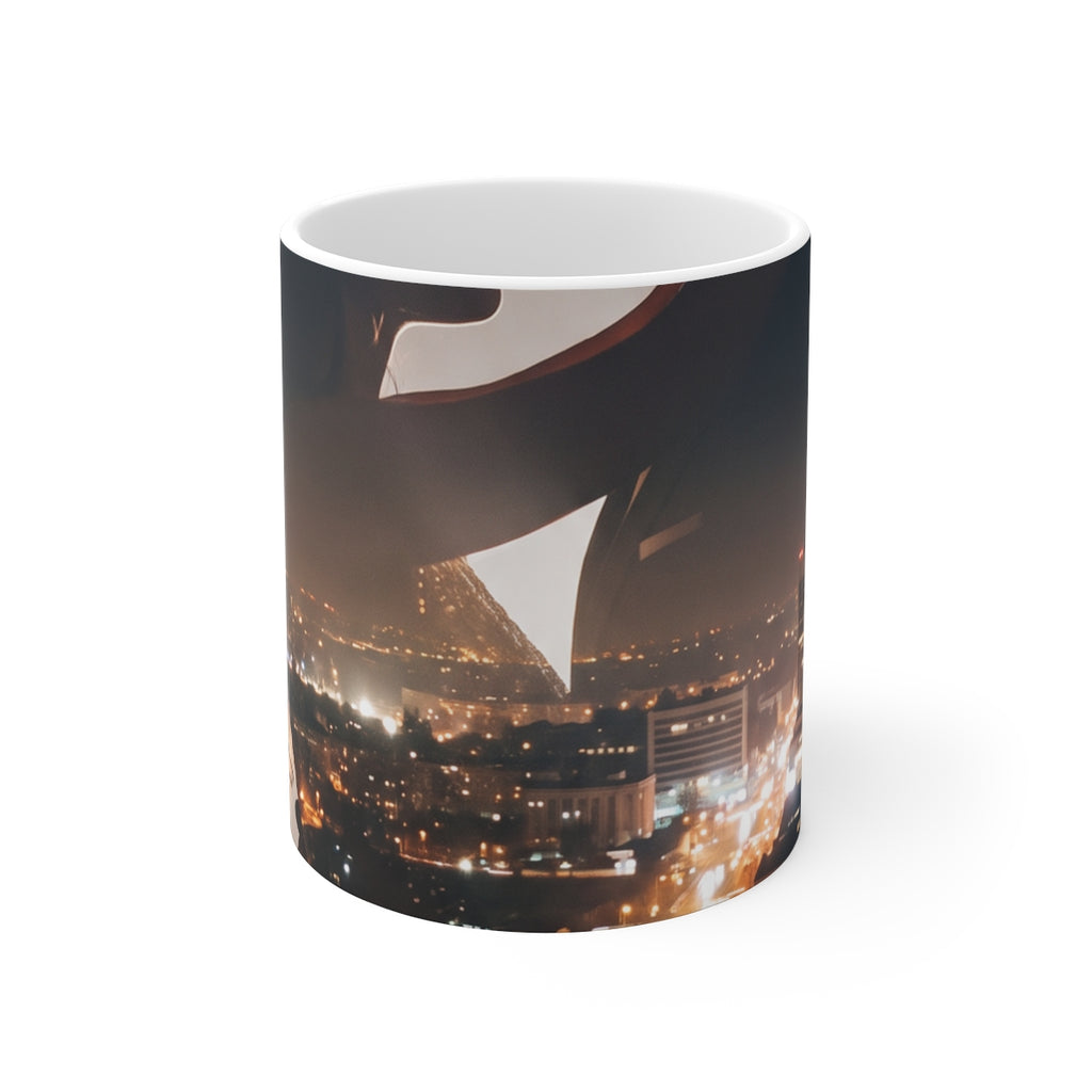 11oz White Mug - City Silhouette Romance | Echovira Gallery