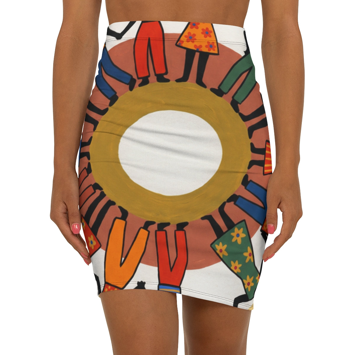 Women's Pencil Skirt - Unity Mandala Folk Art | Echovira...
