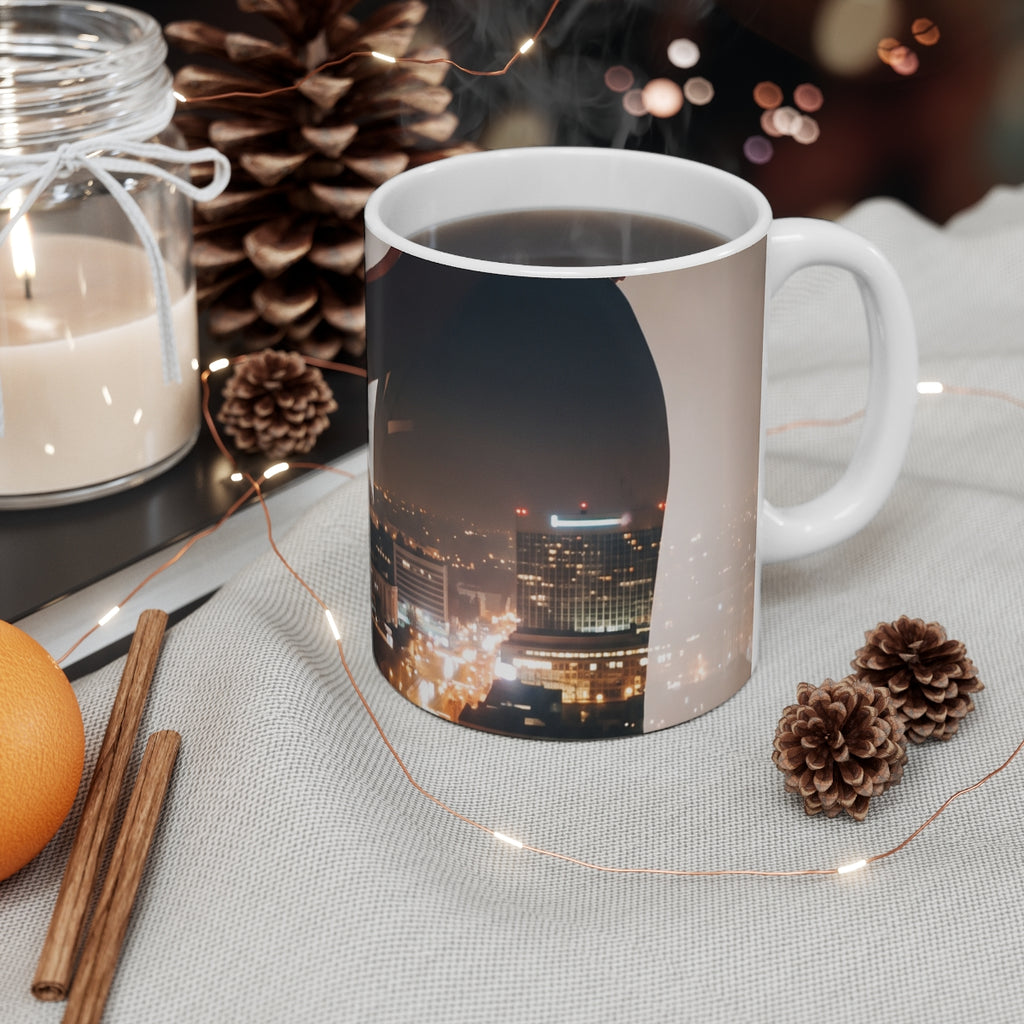 11oz White Mug - City Silhouette Romance | Echovira Gallery