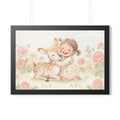 Framed Horizontal Poster - Gentle Hug Meadow Deer Art —... |...