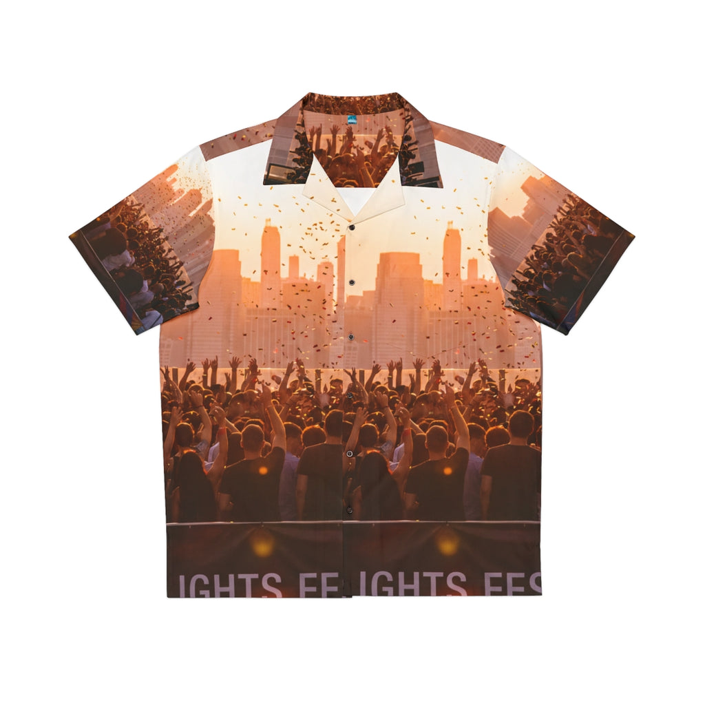 Men's Hawaiian Shirt - City Lights | Echovira Gallery