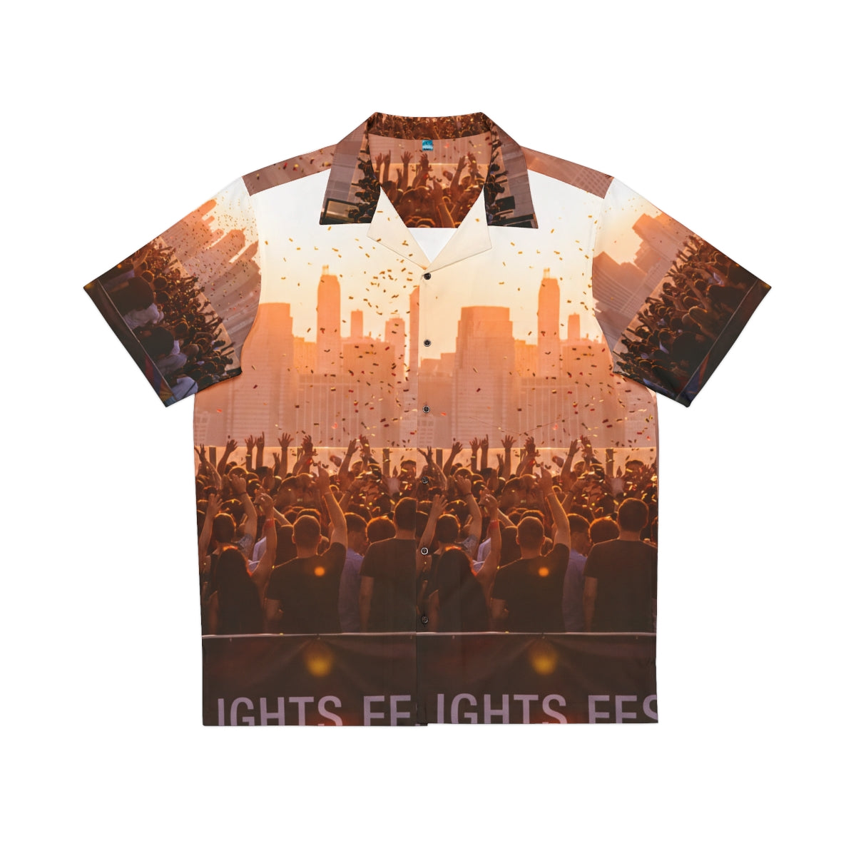 Men's Hawaiian Shirt - City Lights | Echovira Gallery