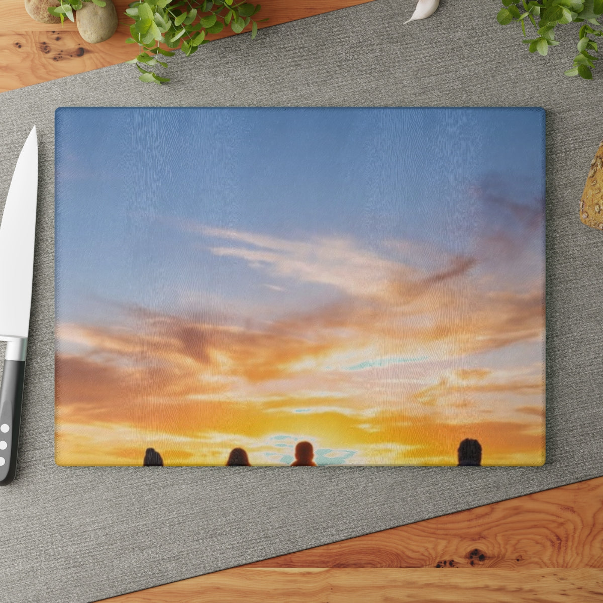 Glass Cutting Board - Sunset Mountain | Echovira Gallery