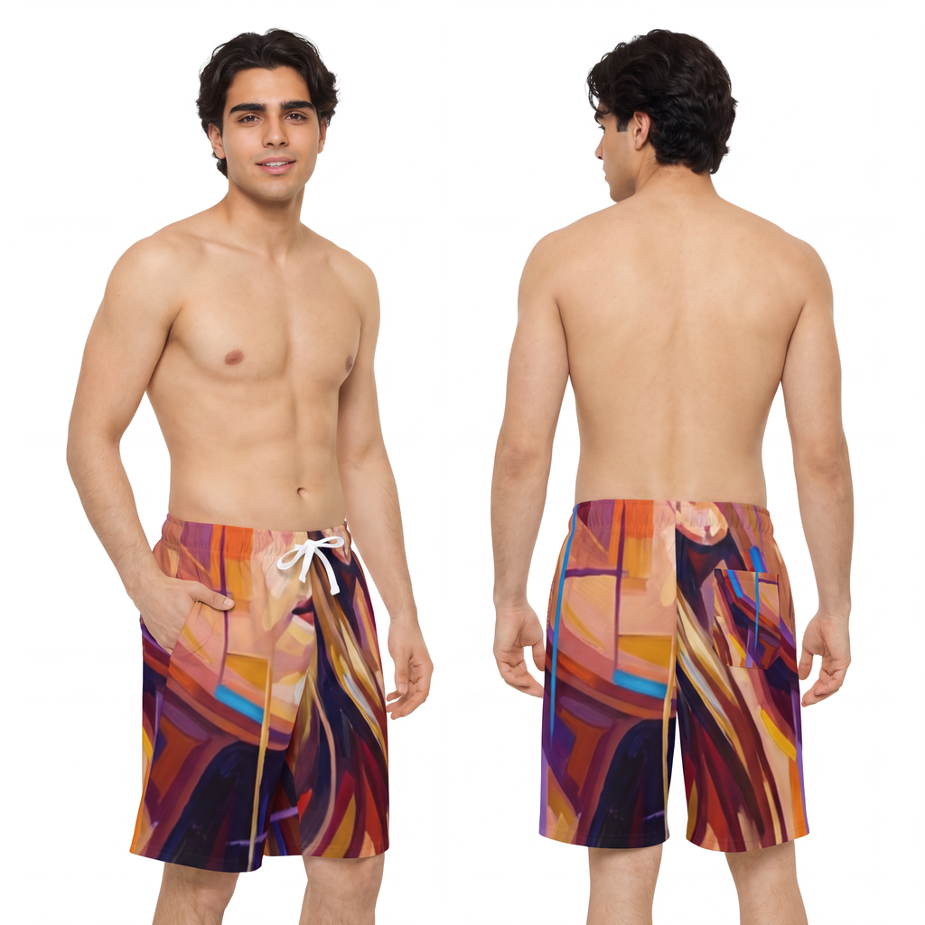 Men's Athletic Long Shorts - Shattered Elegance | Echovira...