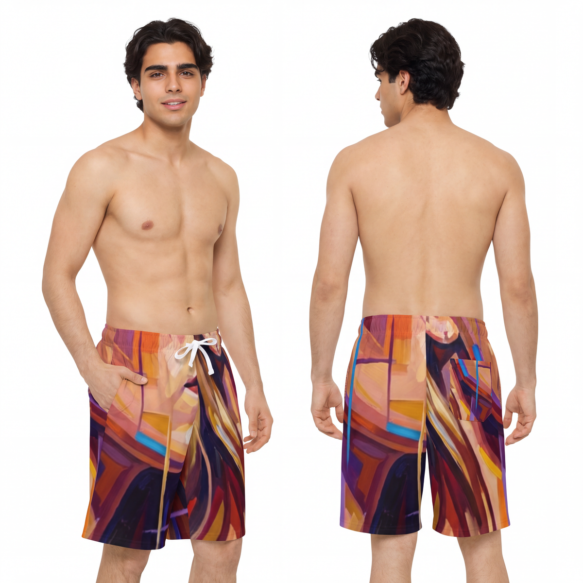Men's Athletic Long Shorts - Shattered Elegance | Echovira...