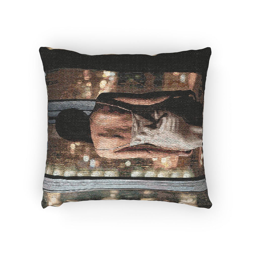 Woven Throw Pillow - City Lights Scene