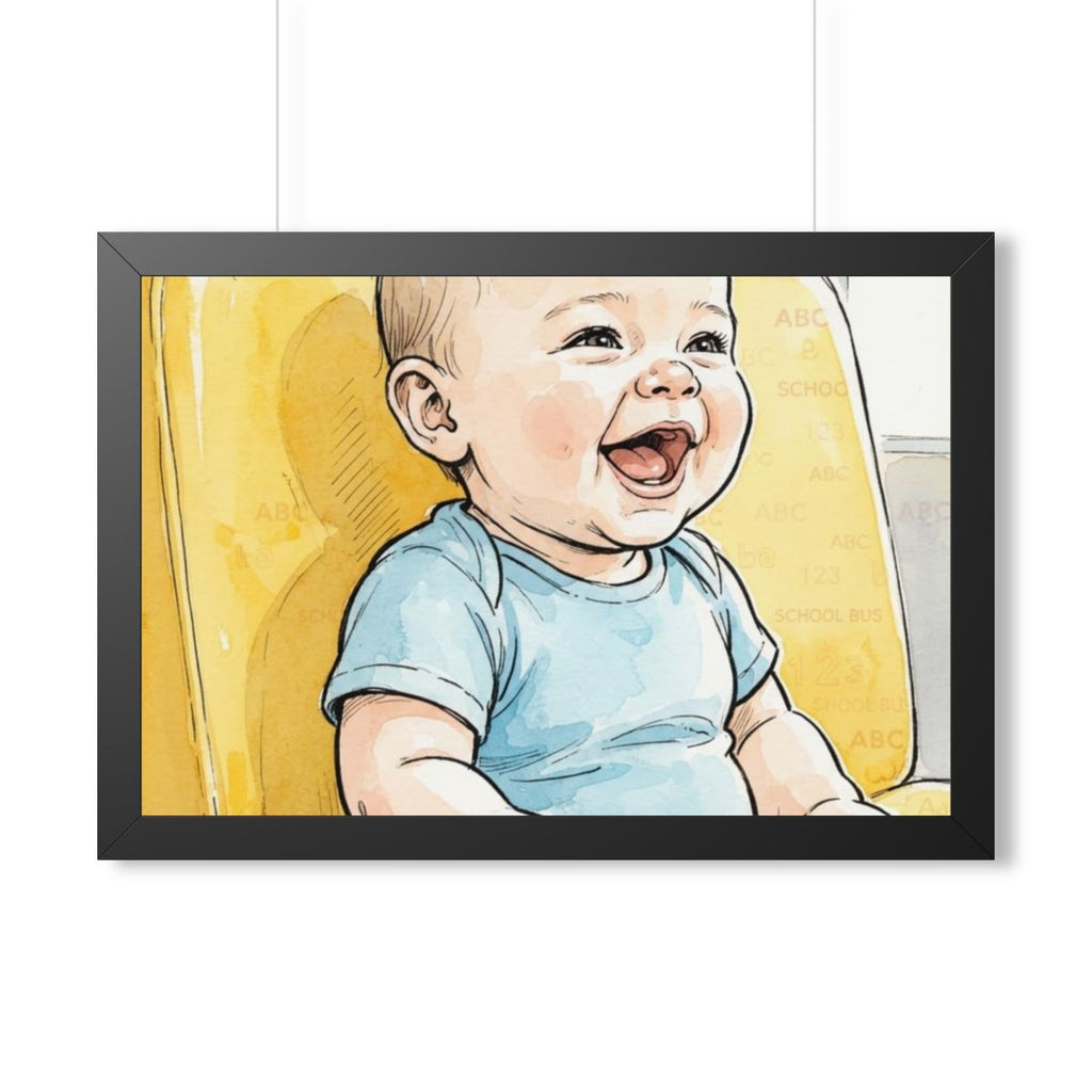 Framed Horizontal Poster - First Journey Watercolor Baby Art...