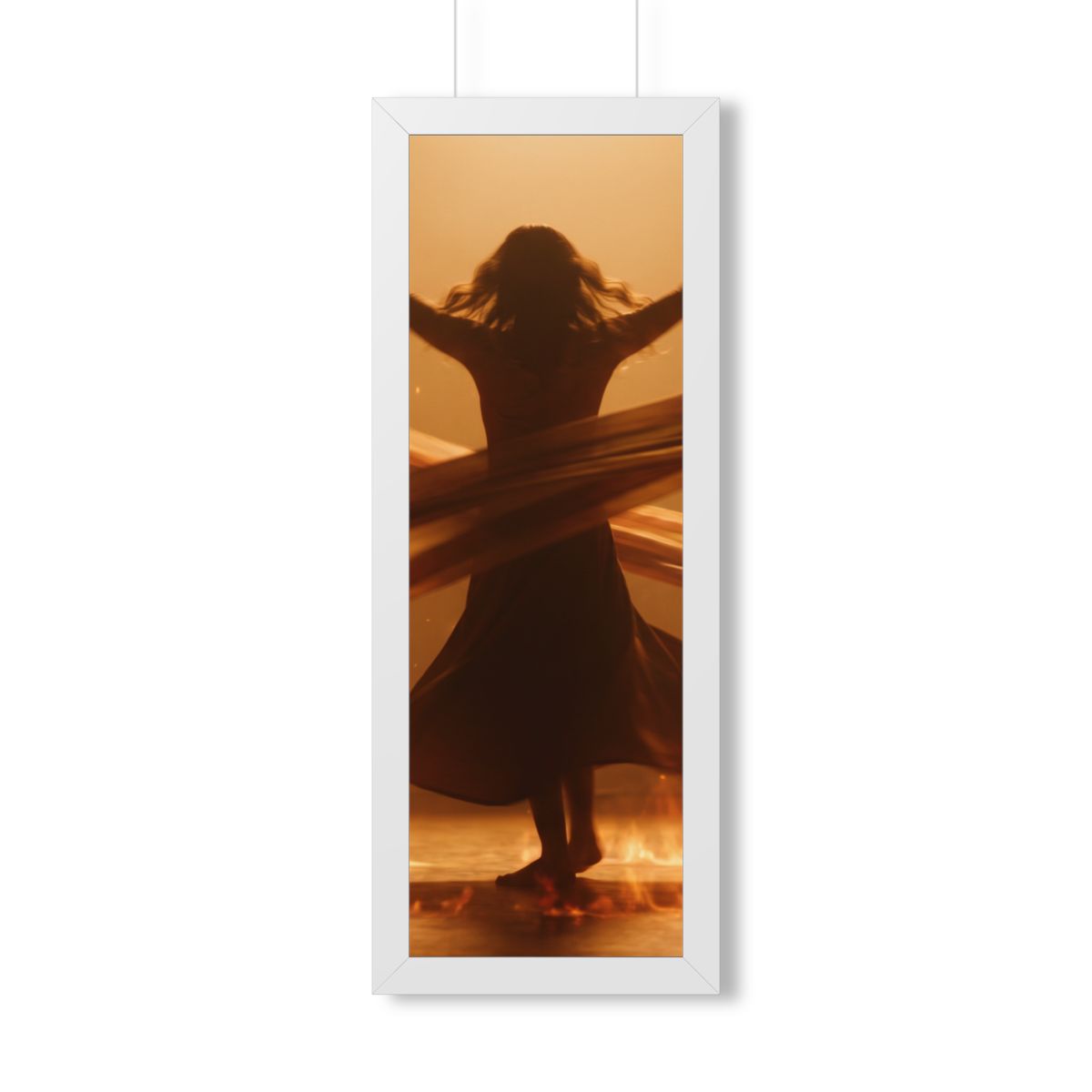 Framed Vertical Poster - Fire Dance Ascent — White (11×14......