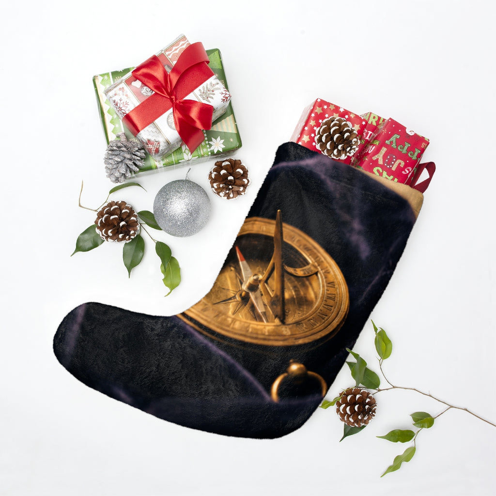 Vintage Brass Sundial Compass Holiday Stocking