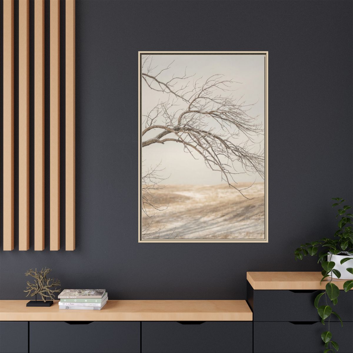 Matte Canvas, Framed - Winter Branch Solitude Landscape —......